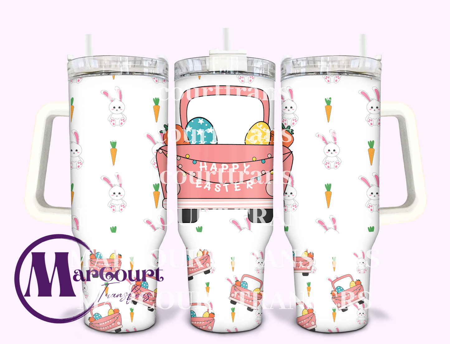 HAPPY EASTER PICKUP TRUCK-40 0Z-UV DTF CUP WRAP