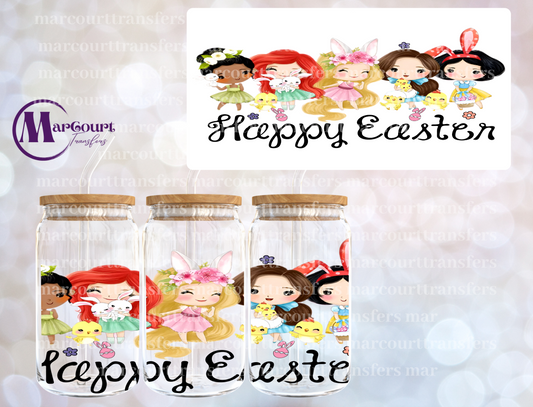 HAPPY EASTER PRINCESSES-16 0Z-UV DTF CUP WRAP