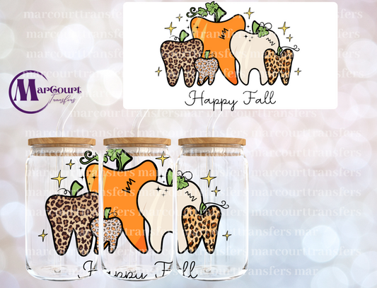 HAPPY FALL DENTAL-16 0Z-UV DTF CUP WRAP