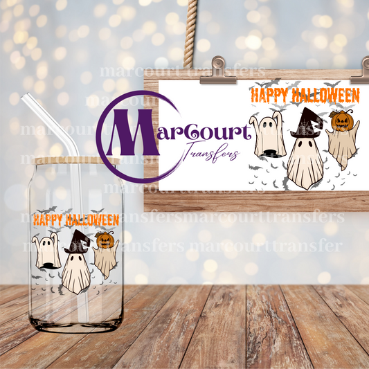 HAPPY HALLOWEEN GHOSTS AND BATS-DECAL-UV DTF CUP WRAP