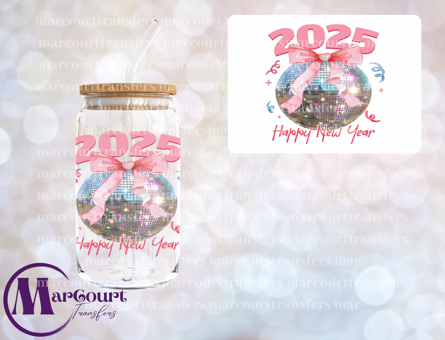 HAPPY NEW YEAR DISCO BALL 2025-DECAL-UV DTF CUP WRAP