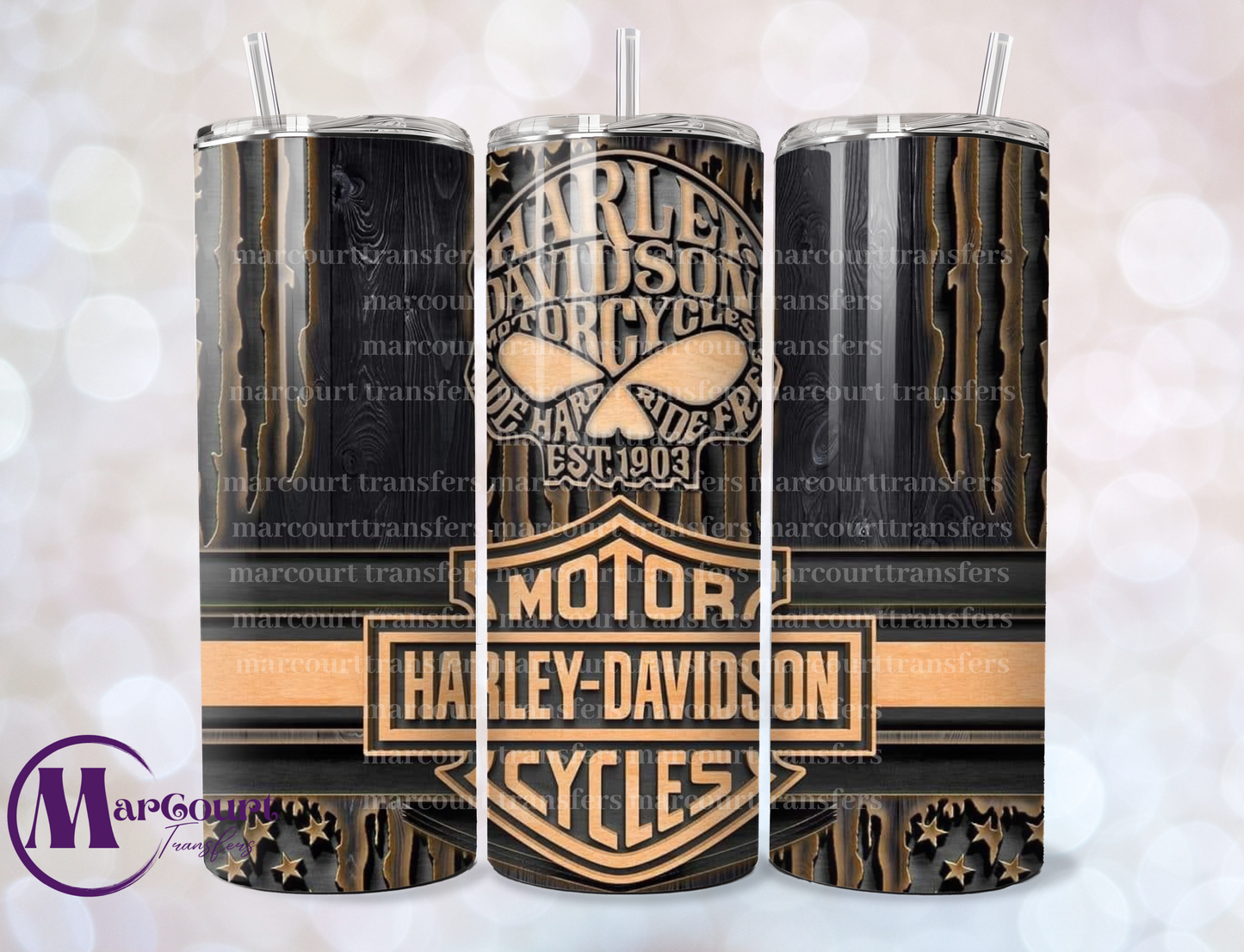 HARLEY DAVIDSON BLACK-SKINNY TUMBLER TRANSFER