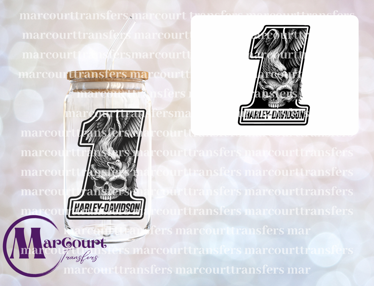 HARLEY DAVIDSON EAGLE AND SKULL-UV DTF CUP WRAP