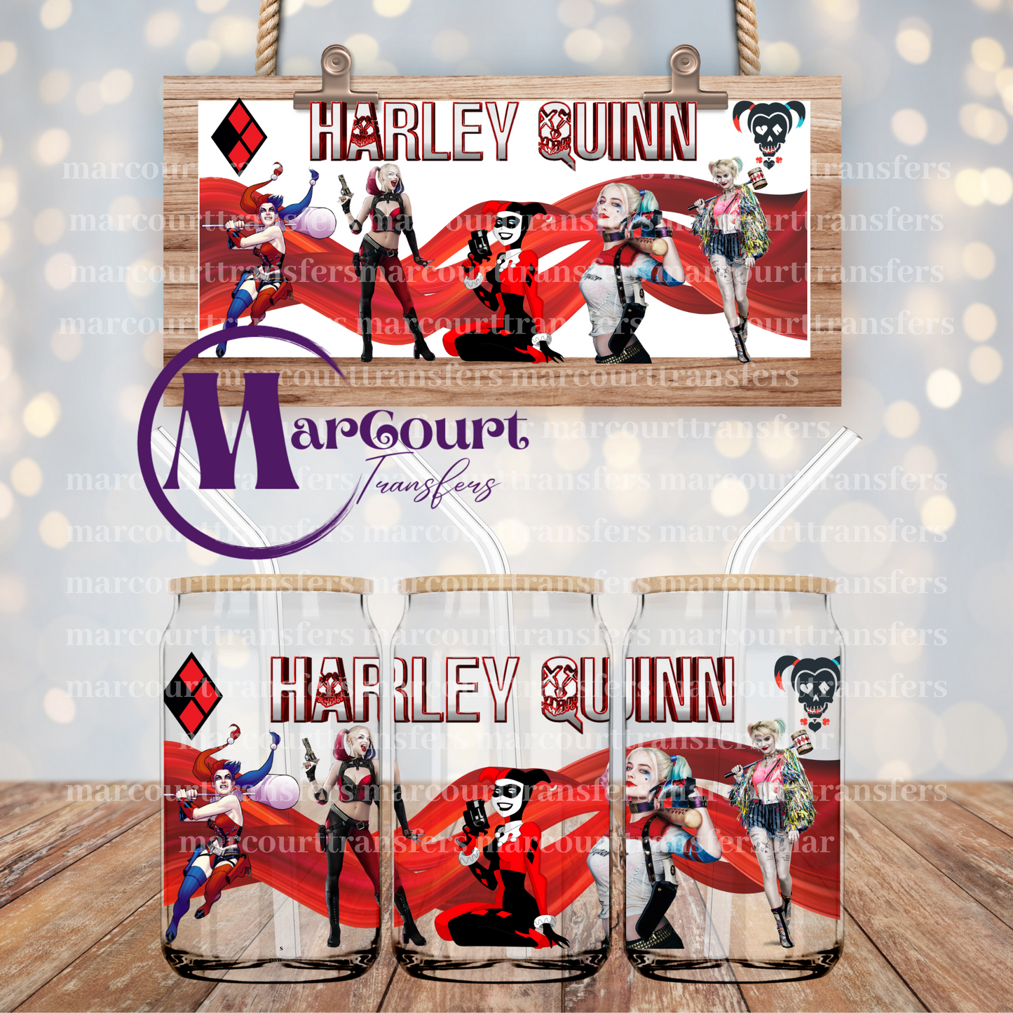 HARLEY QUINN-16 0Z-UV DTF CUP WRAP