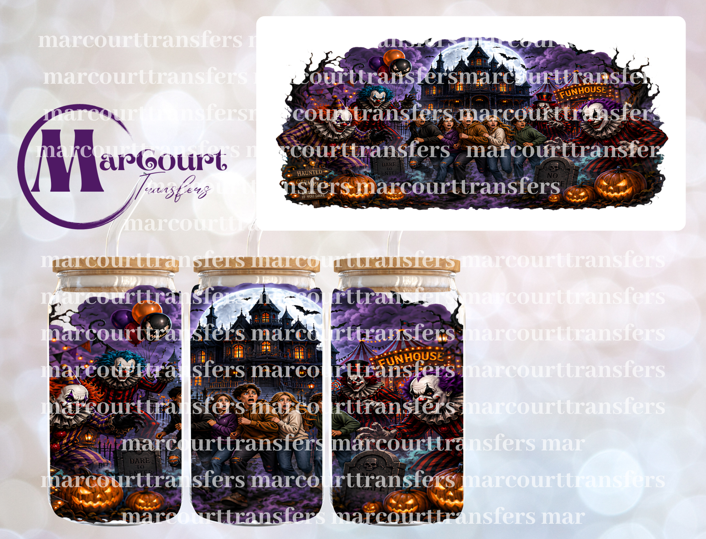 HAUNTED CLOWN HOUSE-16 0Z-UV DTF CUP WRAP