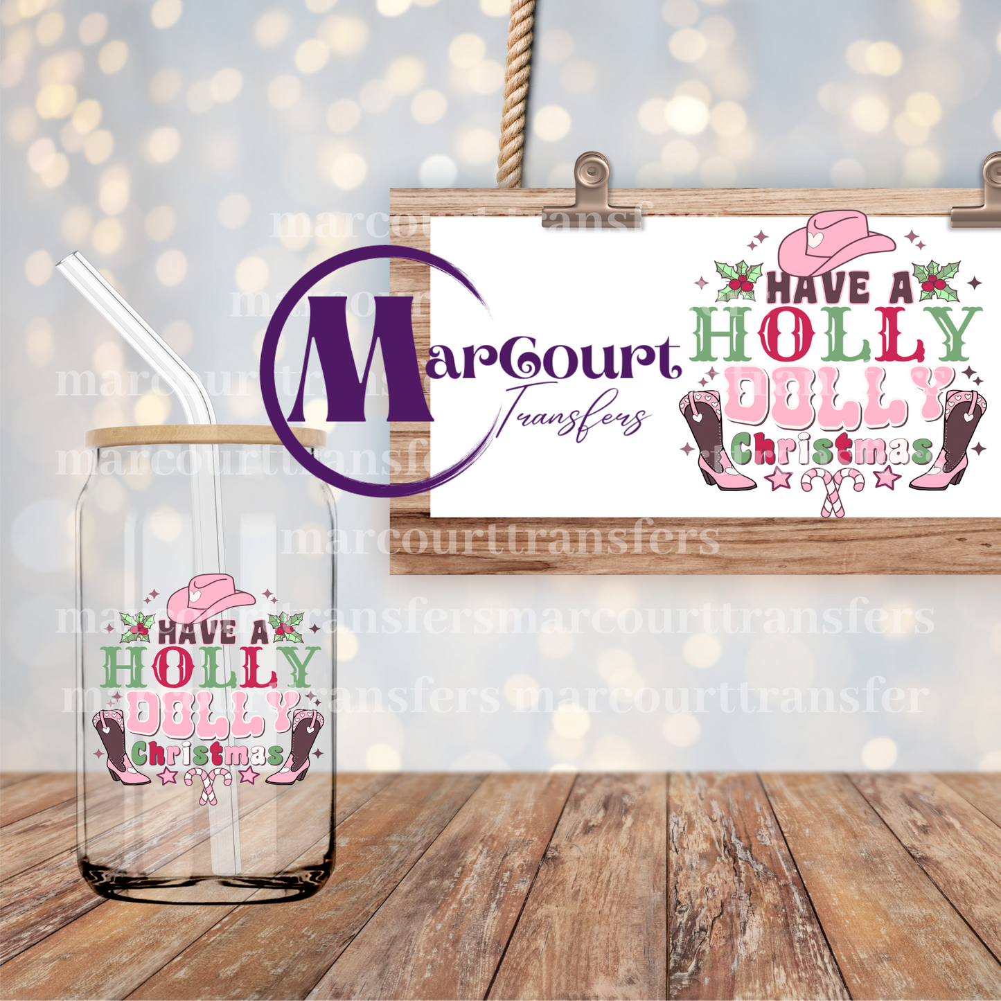 HAVE A HOLLY DOLLY CHRISTMAS-DECAL-UV DTF CUP WRAP