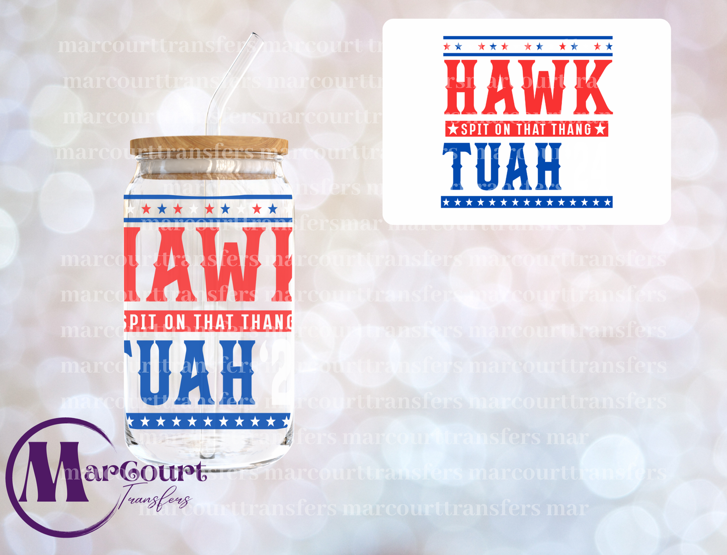 HAWK TUAH (RED WHITE BLUE)-DECAL-UV DTF CUP WRAP