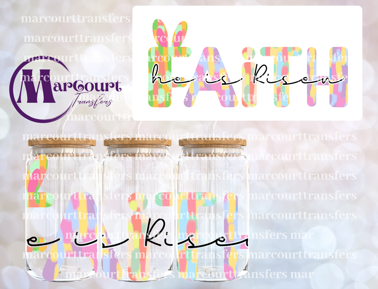 HE IS RISEN FAITH-16 0Z-UV DTF CUP WRAP