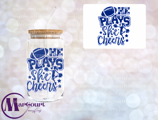 HE PLAYS SHE CHEERS BLUE-DECAL-UV DTF CUP WRAP