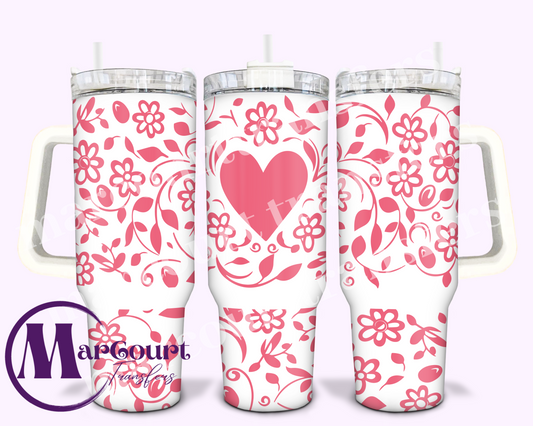 HEARTS AND DAISIES VALENTINE-40 0Z-UV DTF CUP WRAP