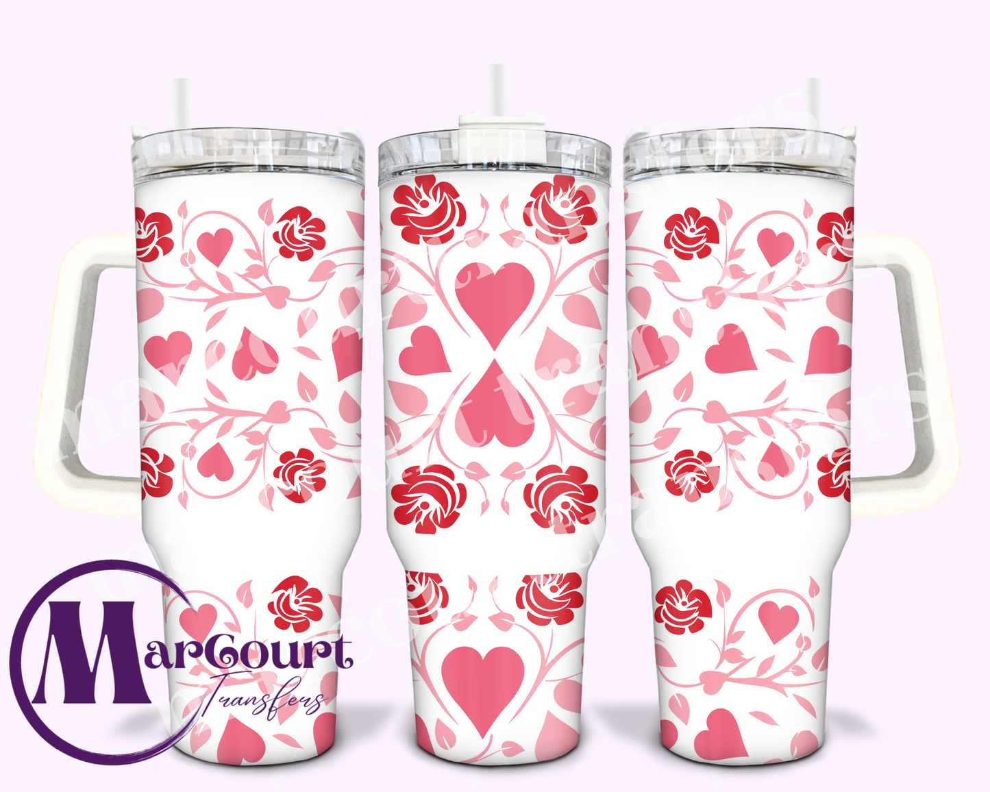 HEARTS AND ROSES-40 0Z-UV DTF CUP WRAP