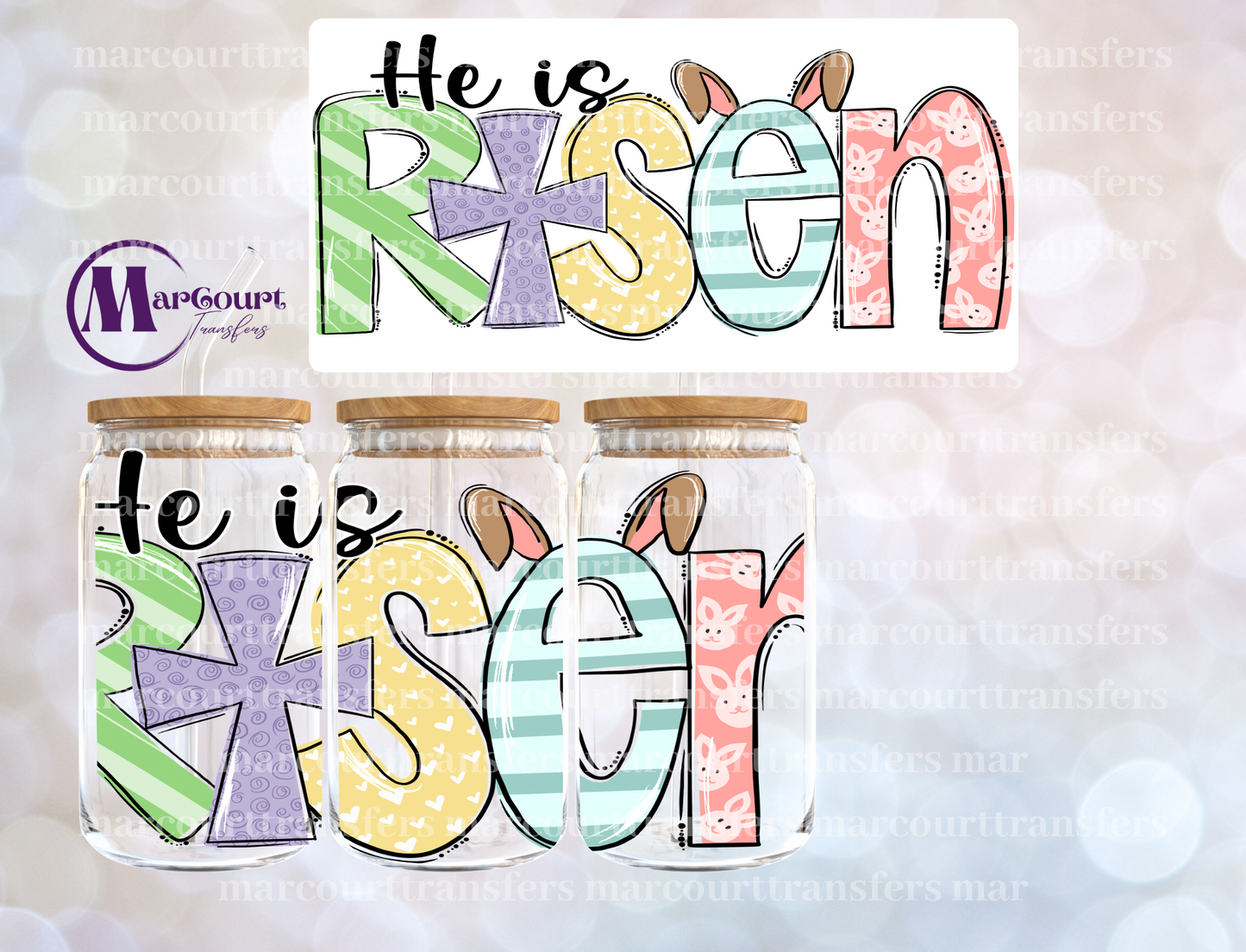 HE IS RISEN-16 0Z-UV DTF CUP WRAP