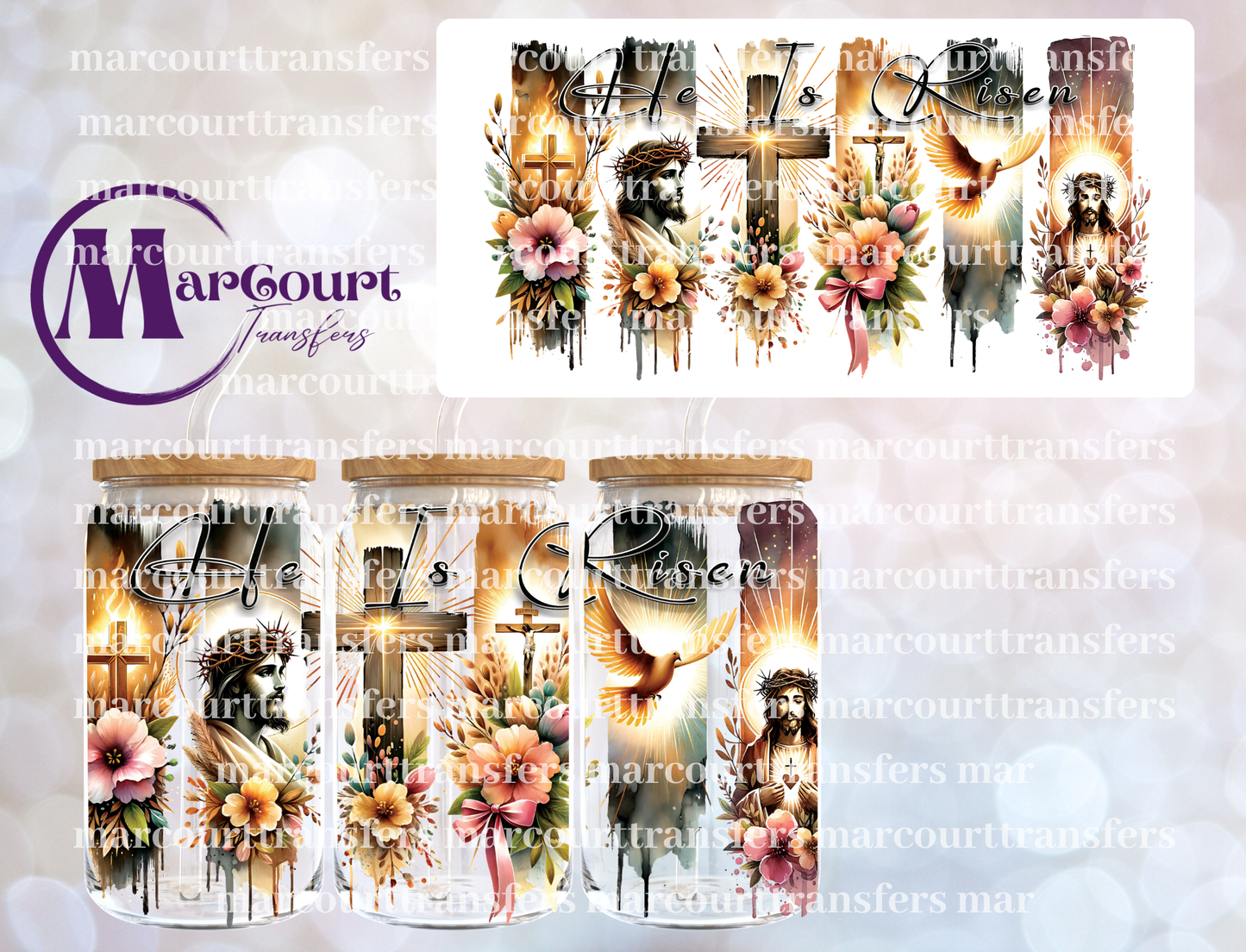 HE IS RISEN DRIP-16 0Z-UV DTF CUP WRAP