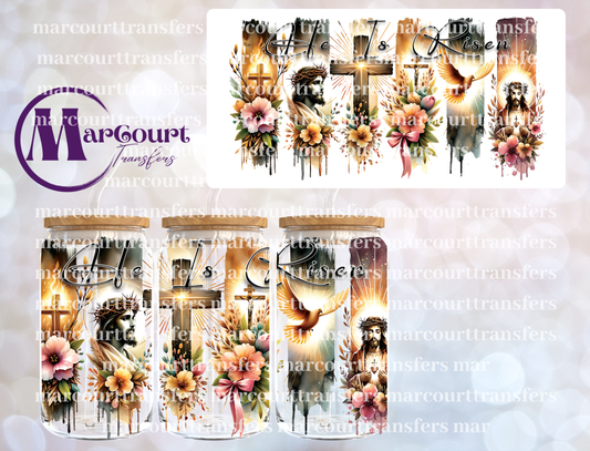 HE IS RISEN DRIP-16 0Z-UV DTF CUP WRAP