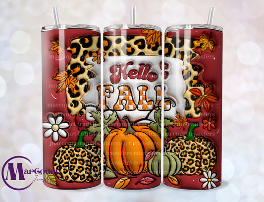 HELLO FALL-SKINNY TUMBLER TRANSFER