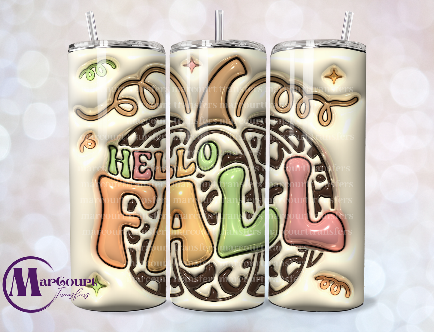 HELLO FALL INFLATED-SKINNY TUMBLER TRANSFER