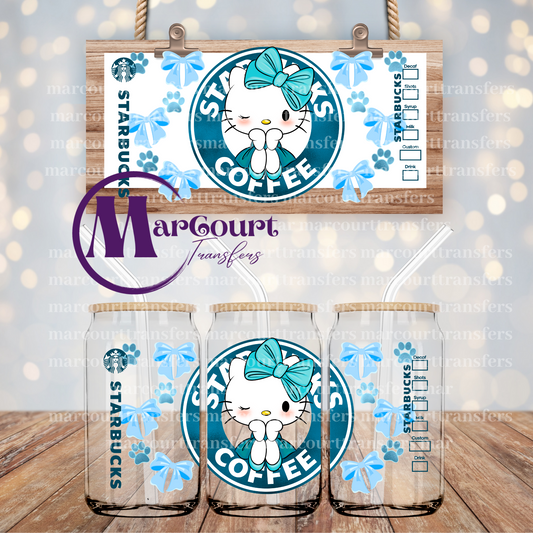 HELLO KITTY BLUE-16 0Z-UV DTF CUP WRAP