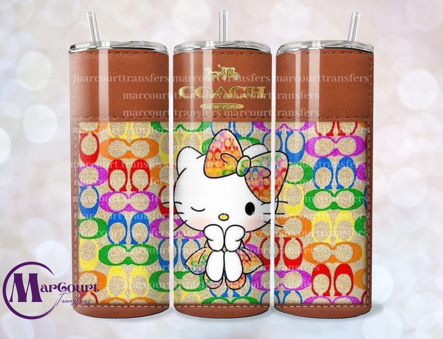 HELLO KITTY COACH PURSE-SKINNY TUMBLER TRANSFER