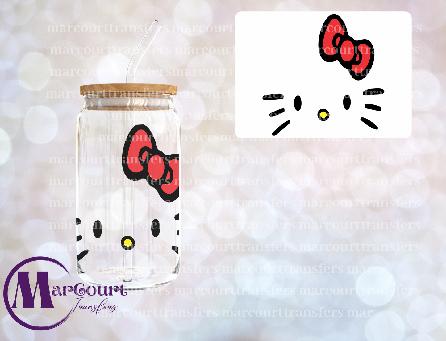 HELLO KITTY FACE-DECAL-UV DTF CUP WRAP