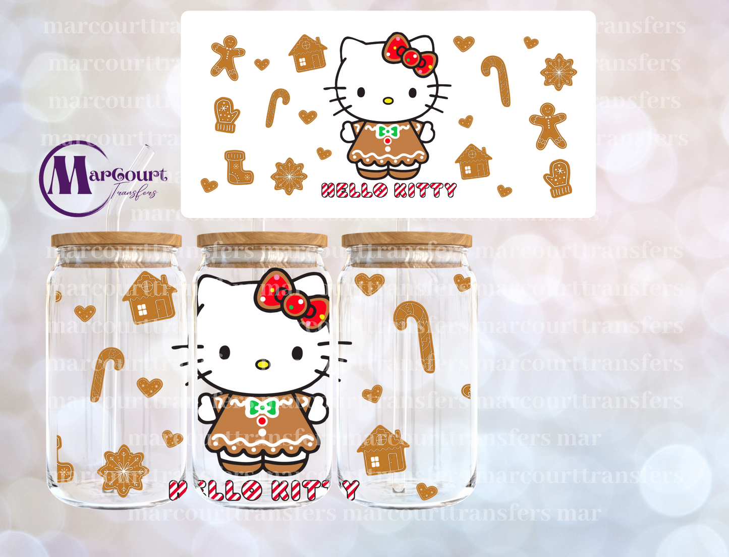 KITTY GINGERBREAD 2-16 0Z-UV DTF CUP WRAP