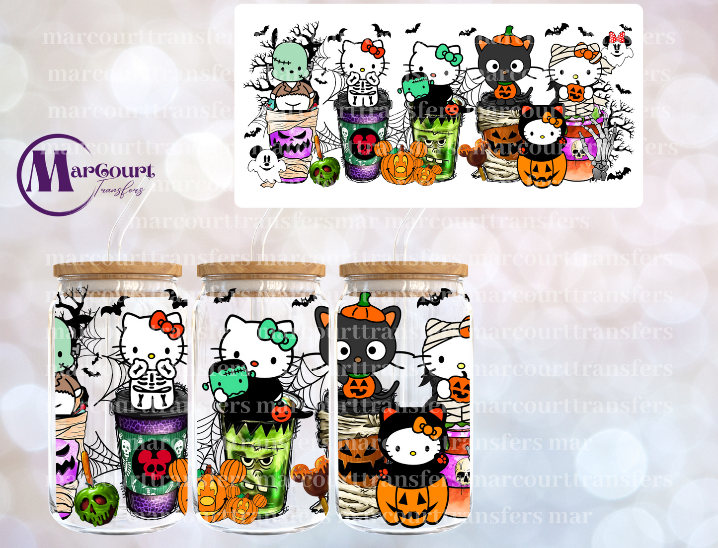 HELLO KITTY HALLOWEEN-16 0Z-UV DTF CUP WRAP