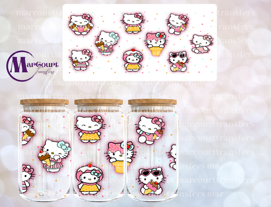 HELLO KITTY ICE CREAM-16 0Z-UV DTF CUP WRAP