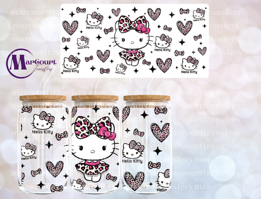 HELLO KITTY LEOPARD HEARTS-16 0Z-UV DTF CUP WRAP