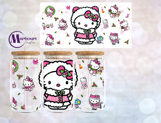 HELLO KITTY PINK CHRISTMAS-16 0Z-UV DTF CUP WRAP