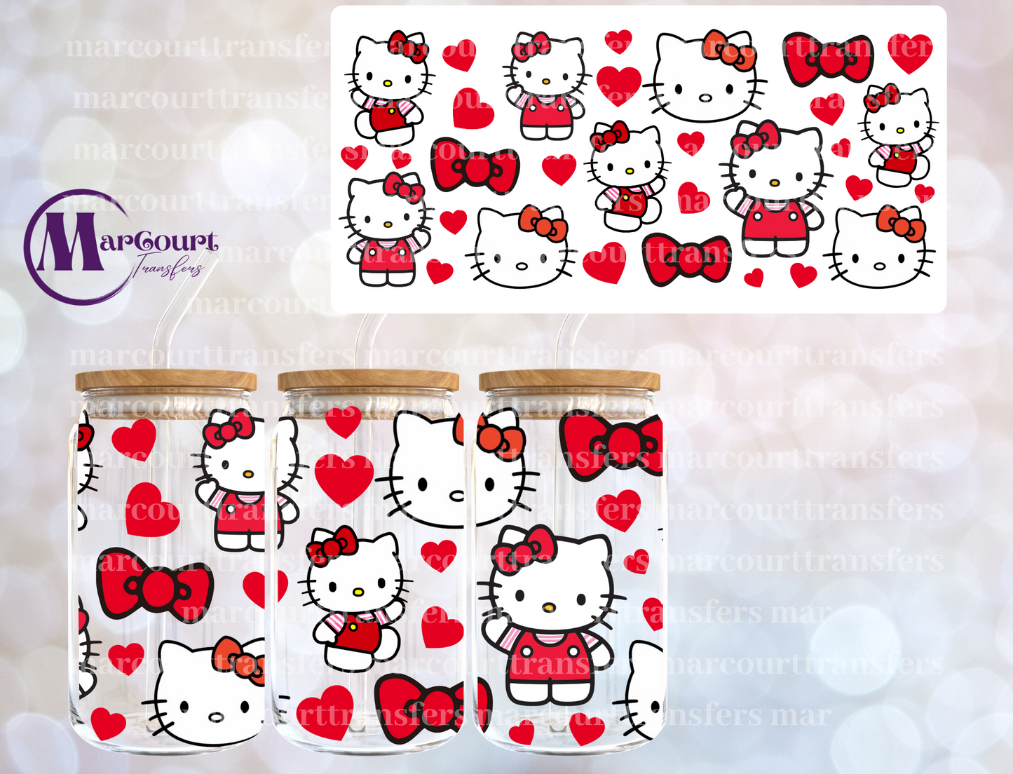 HELLO KITTY RED-16 0Z-UV DTF CUP WRAP