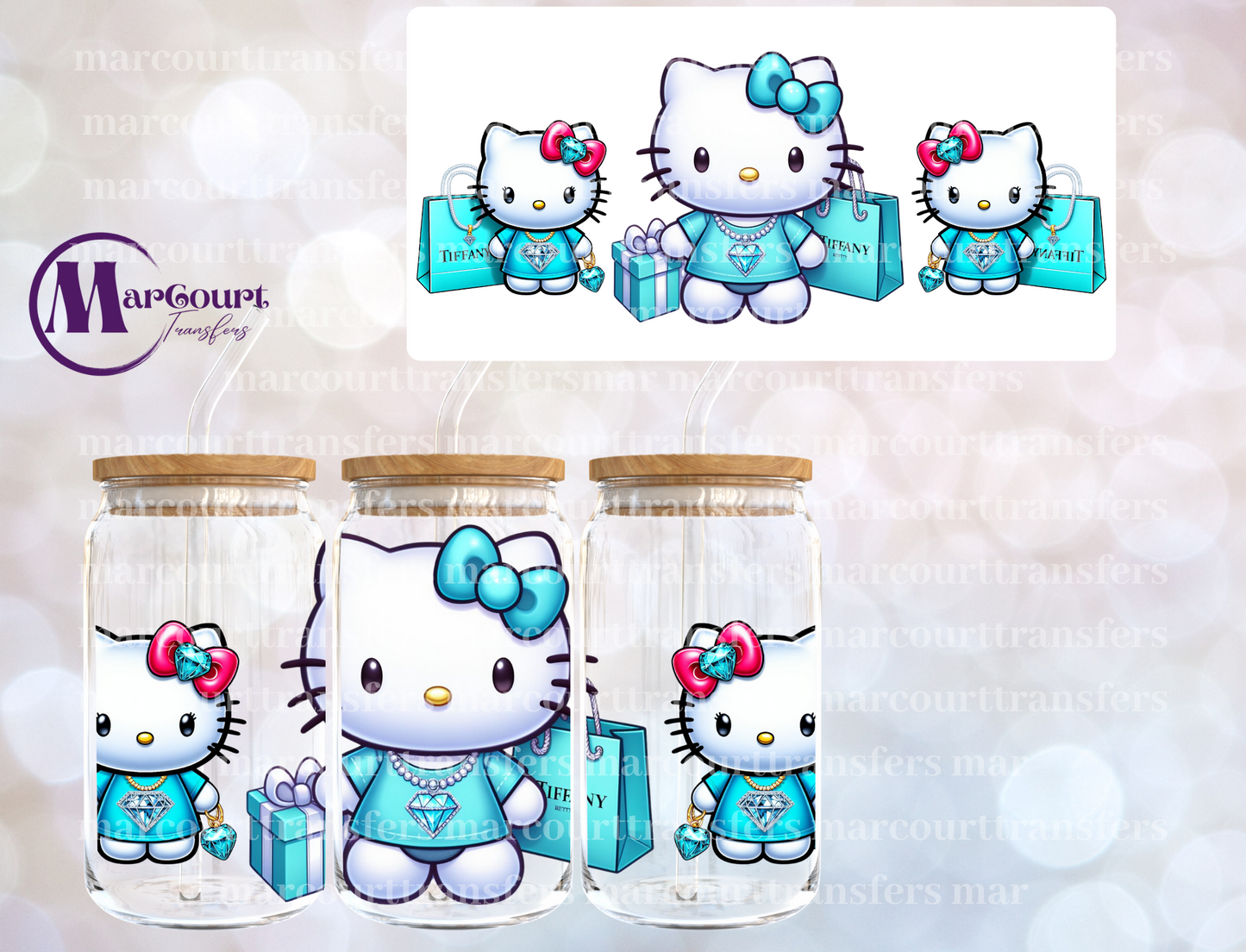 HELLO KITTY TIFFANY-16 0Z-UV DTF CUP WRAP