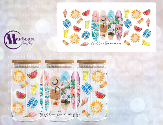 HELLO SUMMER-16 0Z-UV DTF CUP WRAP