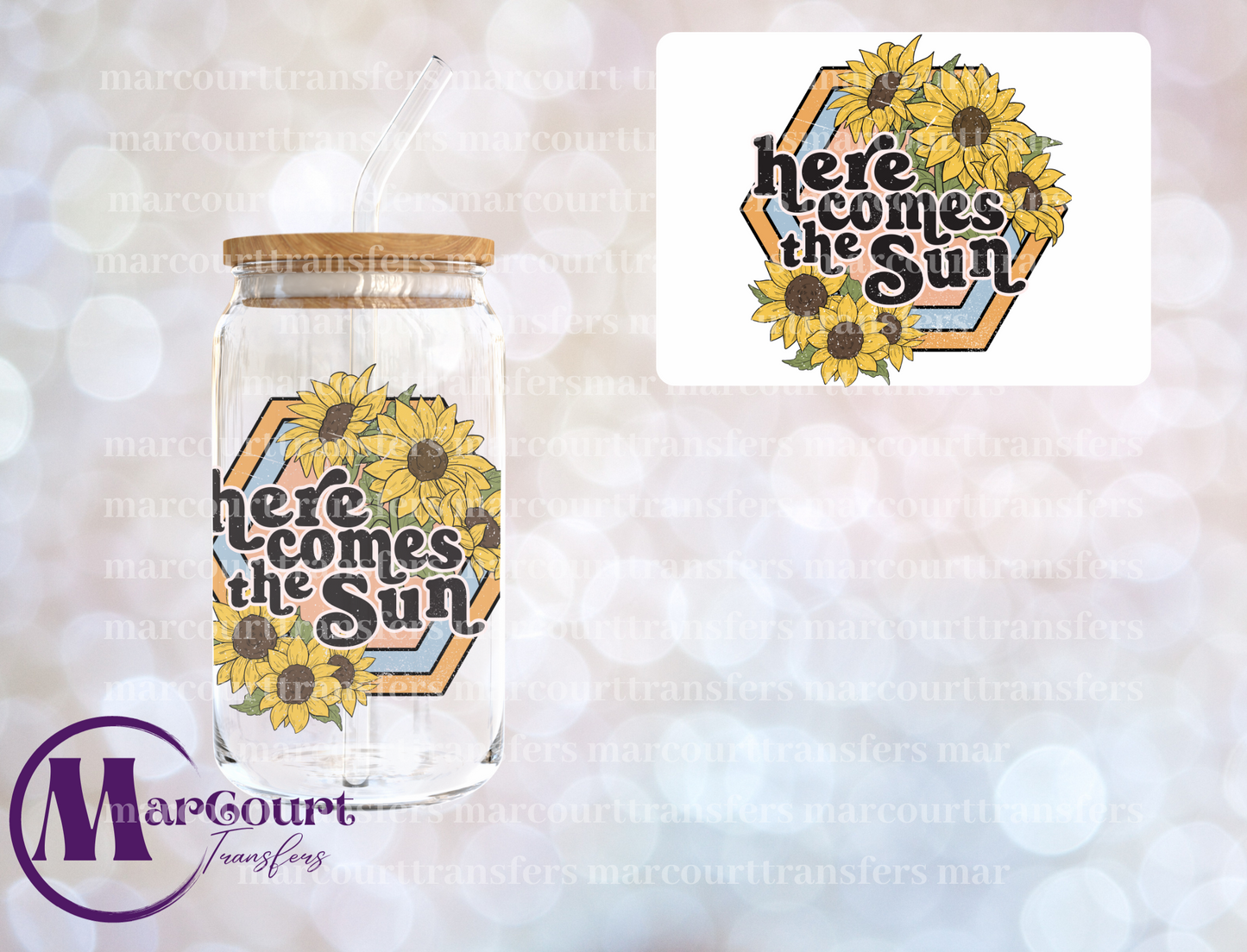 HERE COMES THE SUN-DECAL-UV DTF CUP WRAP