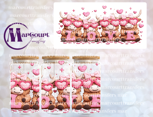 HIGHLAND COW LOVE YARN-16 0Z-UV DTF CUP WRAP