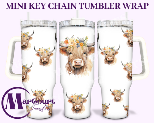 HIGHLAND COW-MINI TUMBLER KEYCHAIN WRAP