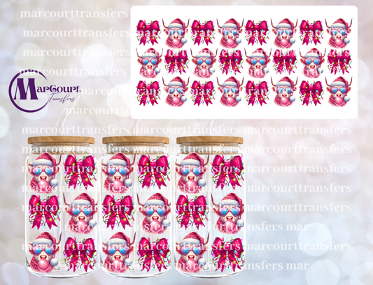 HIGHLAND COW PINK BOW CHRISTMAS-16 0Z-UV DTF CUP WRAP