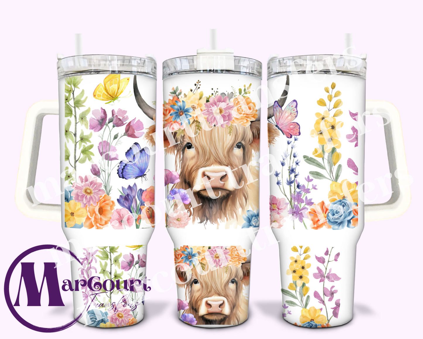 HIGHLAND COW SPRING-40 0Z-UV DTF CUP WRAP