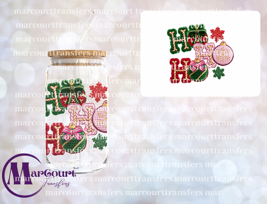 HO HO HO CROCHET-DECAL-UV DTF CUP WRAP