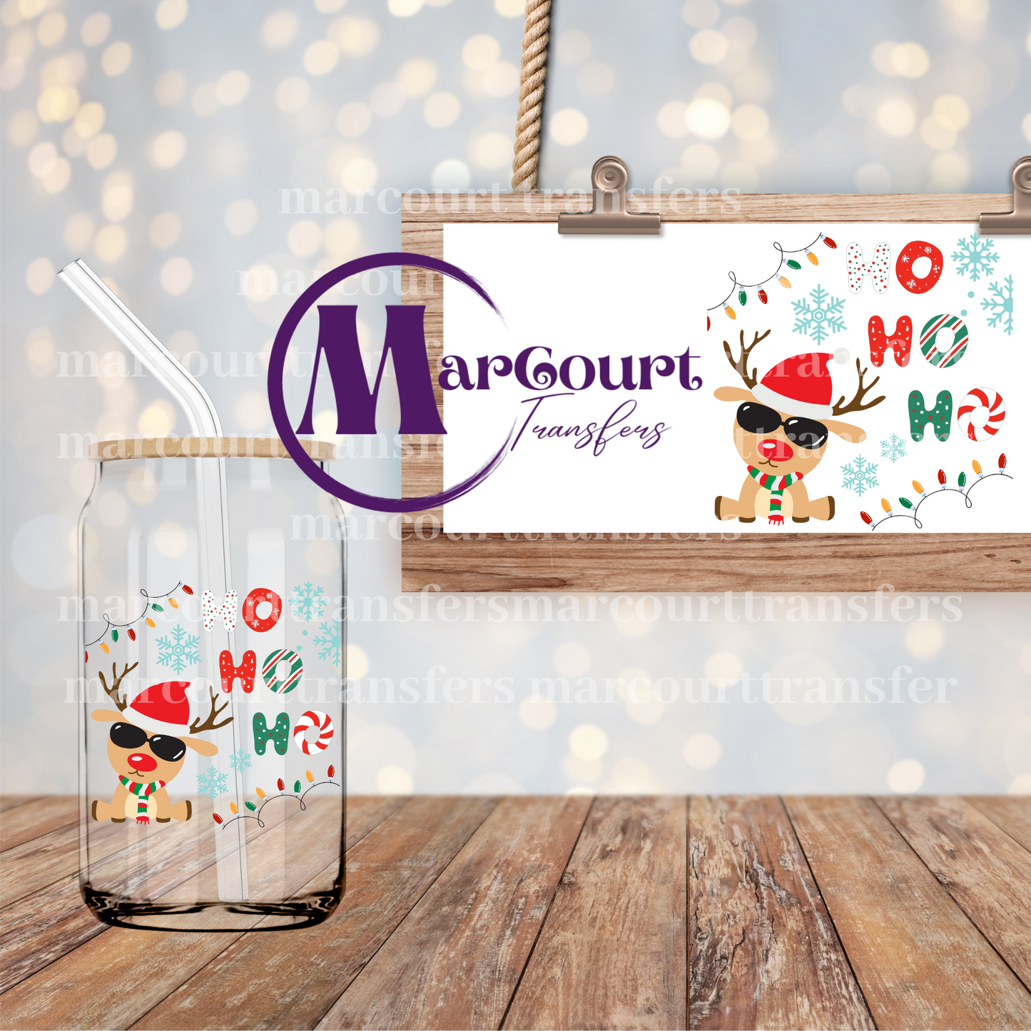 HO HO HO REINDEER-DECAL-UV DTF CUP WRAP