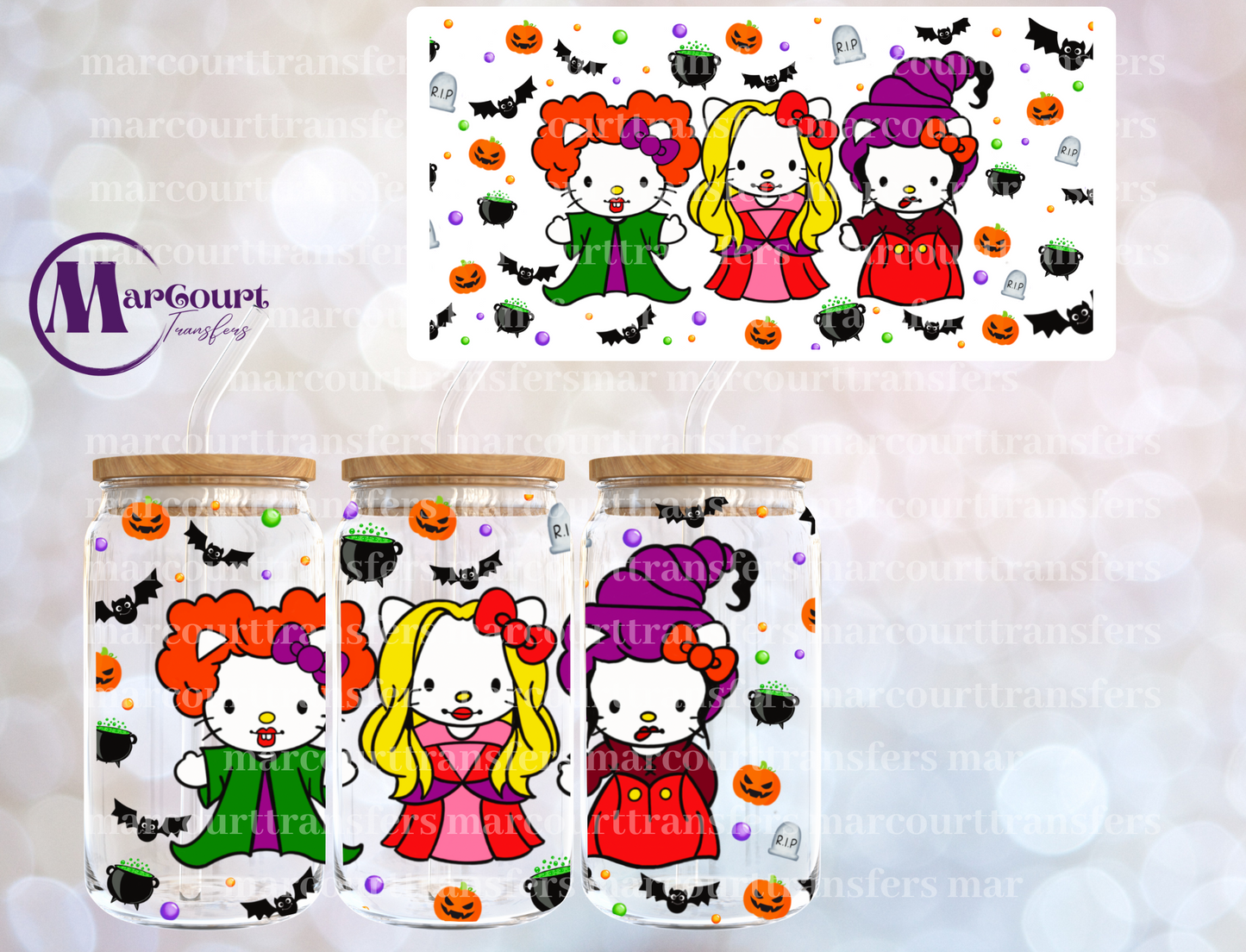 HOCUS POCUS KITTIES-16 0Z-UV DTF CUP WRAP