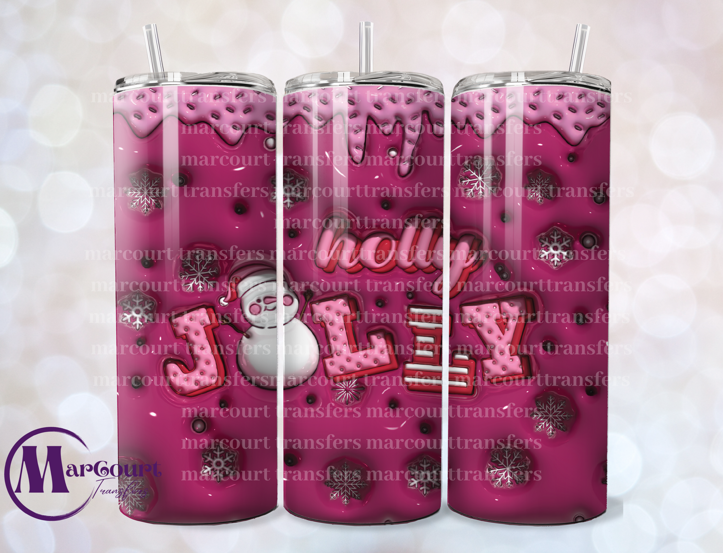 HOLLY JOLLY SNOWMAN-SKINNY TUMBLER TRANSFER