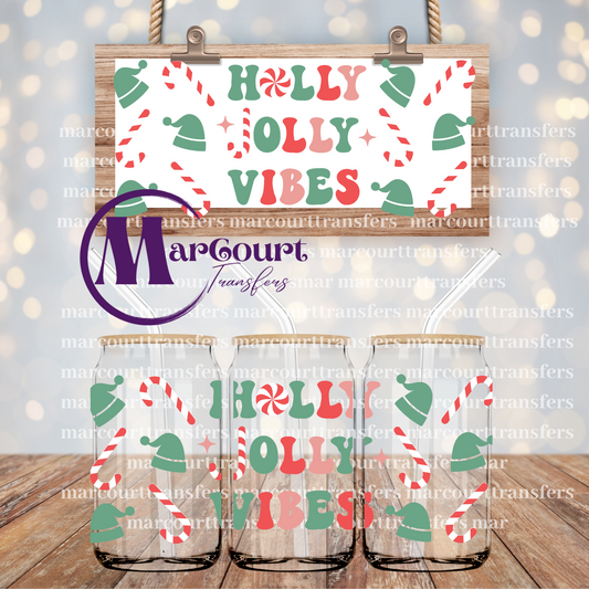 HOLLY JOLLY VIBES-16 0Z-UV DTF CUP WRAP