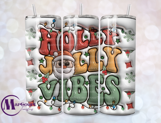 HOLLY JOLLY VIBES INFLATED-SKINNY TUMBLER TRANSFER