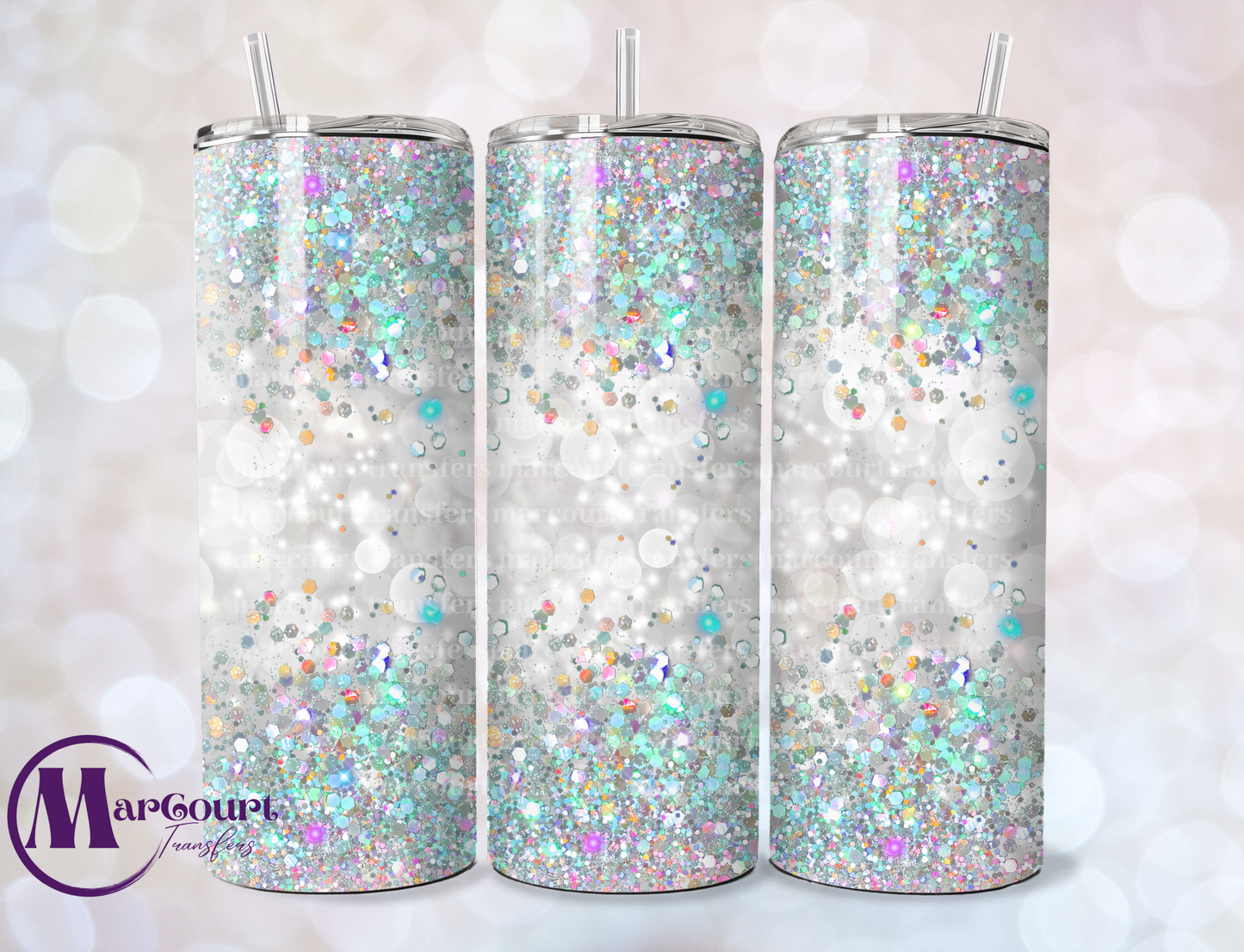 HOLGRAPHIC GLITTER 2-SKINNY TUMBLER TRANSFER