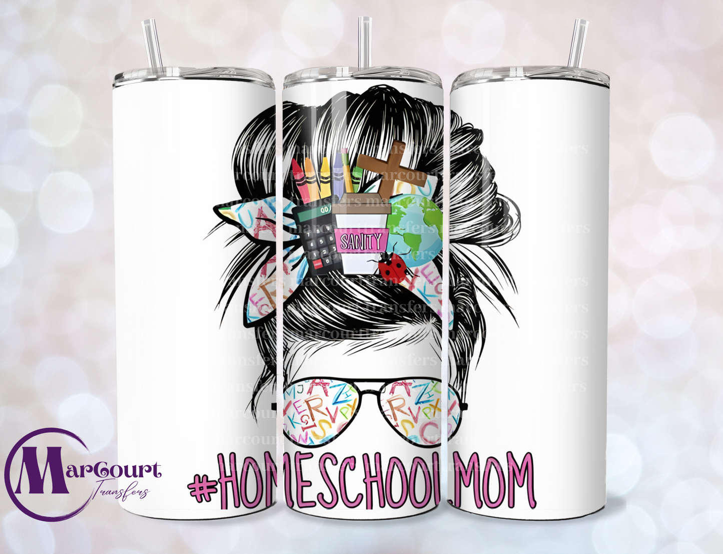 HOME SCHOOL MOM-SKINNY TUMBLER TRANSFER