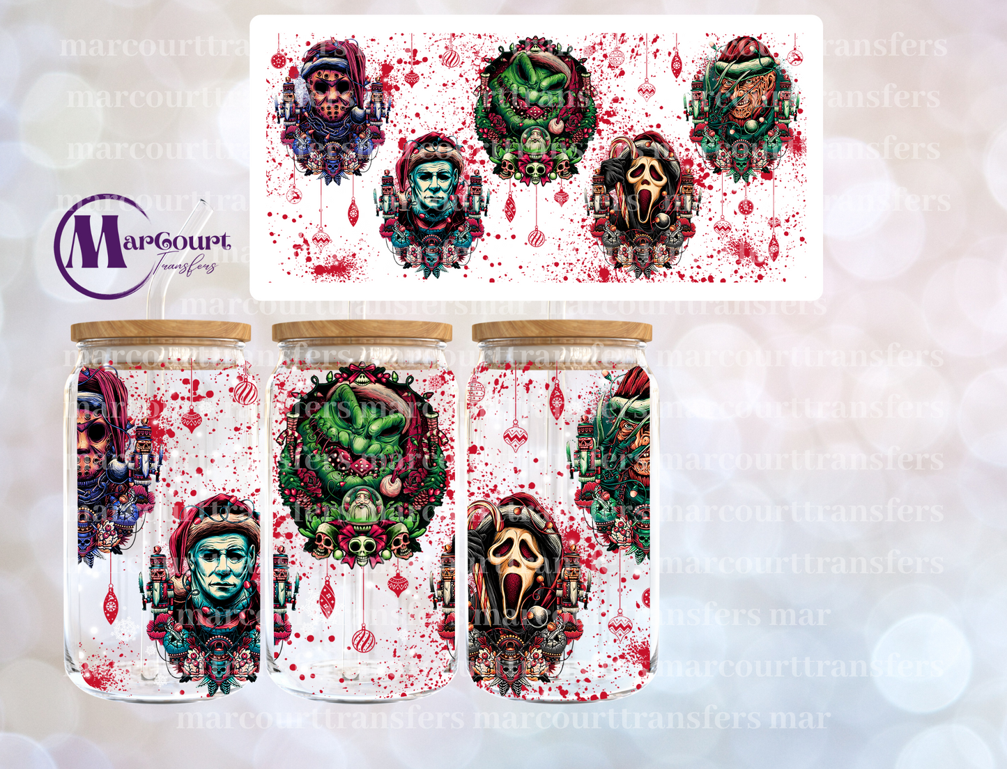 HORROR CHRISTMAS-16 0Z-UV DTF CUP WRAP