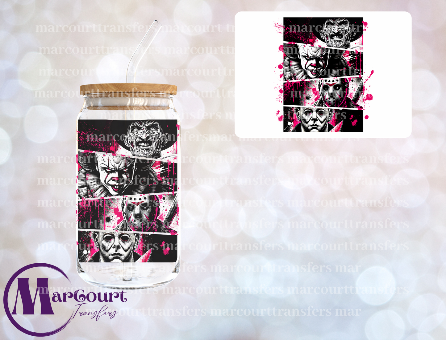 HORROR GUYS PINK-DECAL-UV DTF CUP WRAP