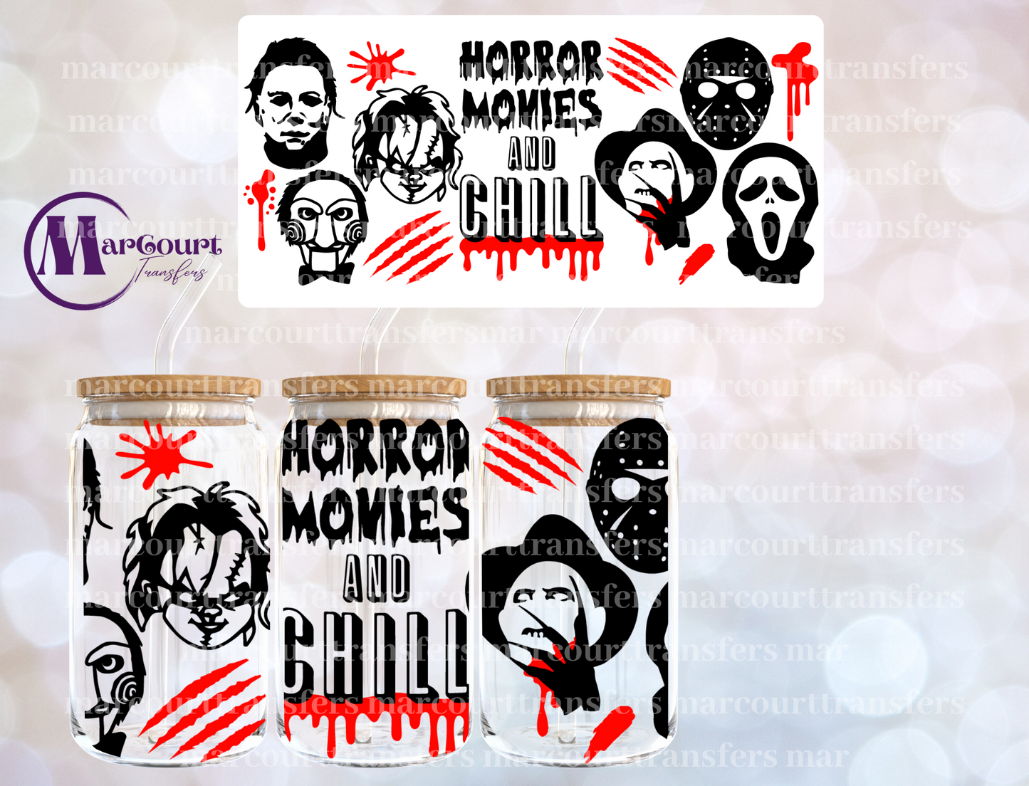 HORROR MOVIES AND CHILL 1-16 0Z-UV DTF CUP WRAP