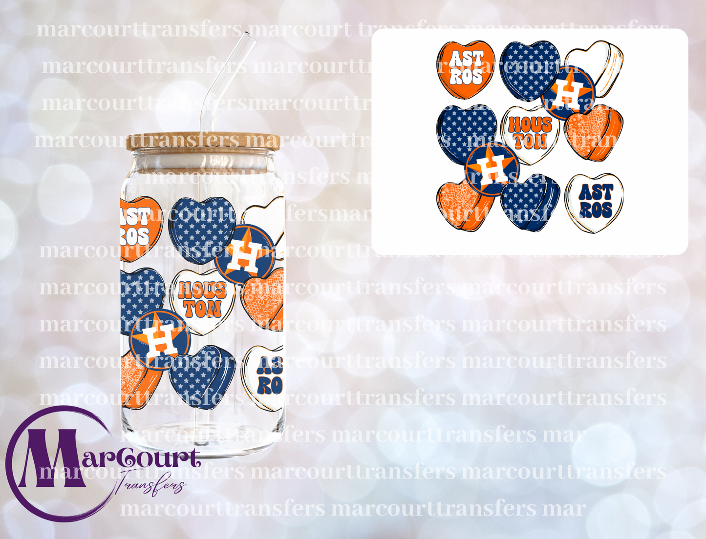 HOUSTON ASTROS CONVERSATION HEARTS-DECAL-UV DTF CUP WRAP