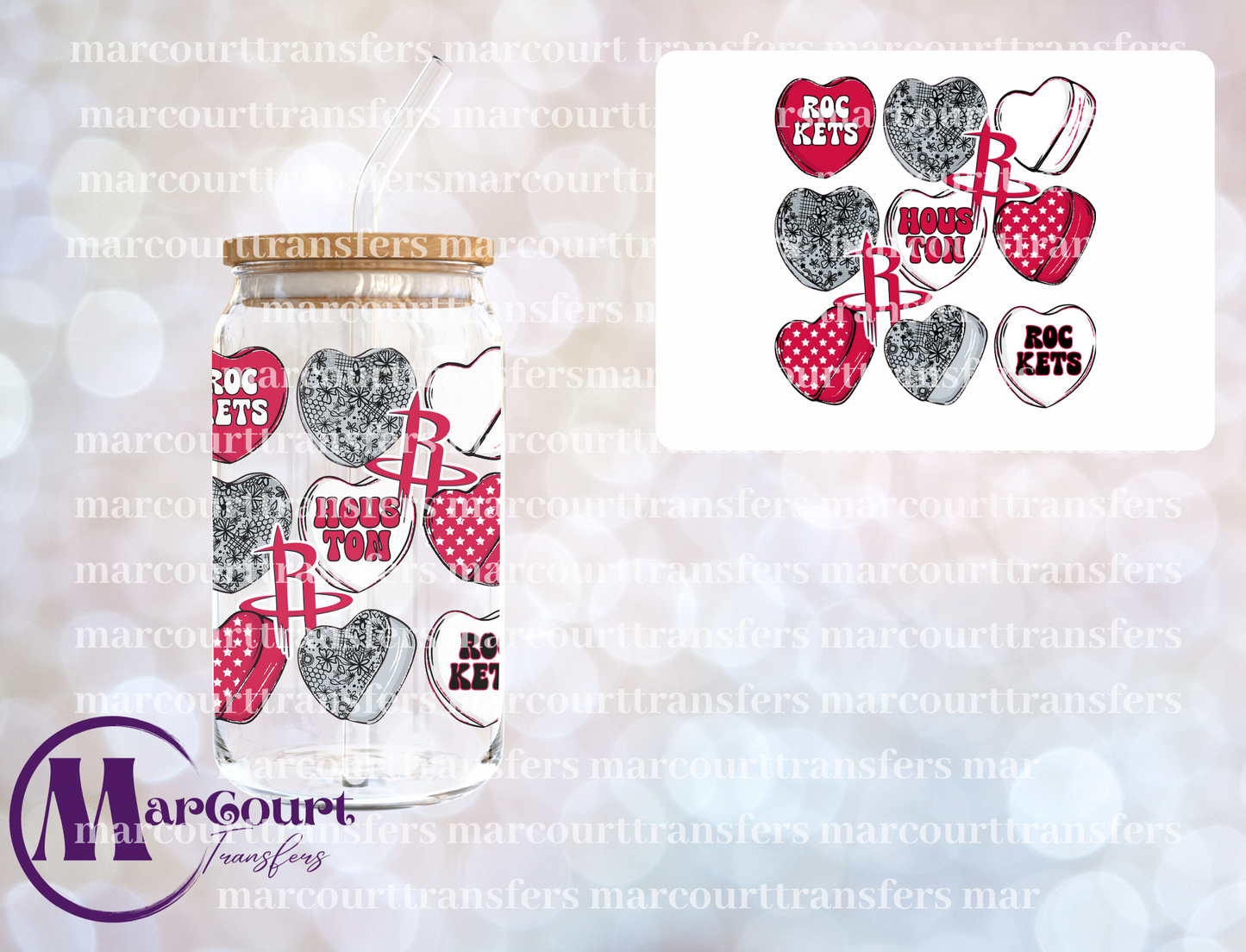 HOUSTON ROCKETS CONVERSATION HEARTS-DECAL-UV DTF CUP WRAP