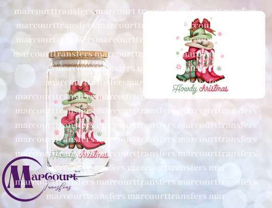 HOWDY CHRISTMAS HATS AND BOOTS-DECAL-UV DTF CUP WRAP